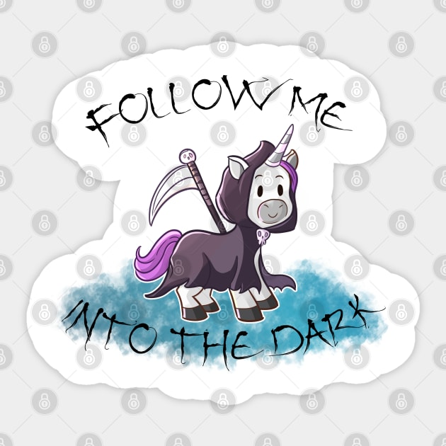 Follow Me into Dark Grim Reaper Unicorn Sticker by Wanderer Bat